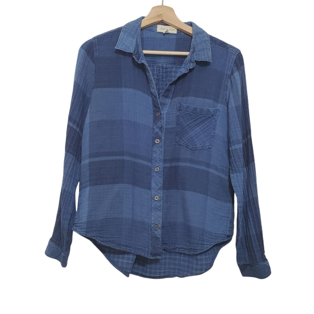 Cloth & Stone | Mixed Pattern Plaid Long Sleeve Button Up Cotton Shirt